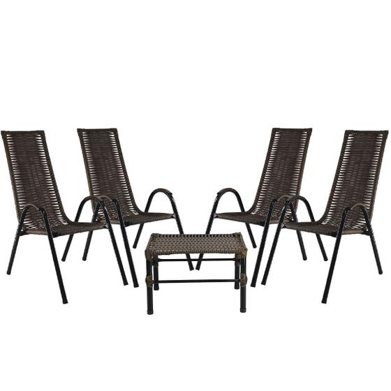 Imagem de Conjunto 4 Cadeiras e Mesa de centro Canadá, Área, Edícula, Fibra cor Argila - PANERO 09