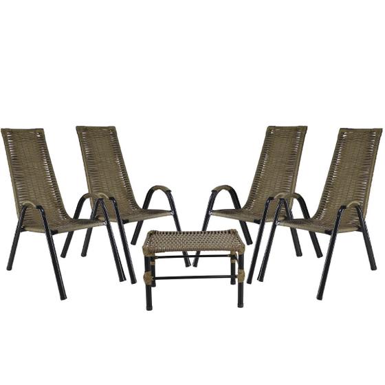 Imagem de Conjunto 4 Cadeiras e Mesa de centro Canadá para Área, Edícula, Fibra cor Pequi - PANERO 07