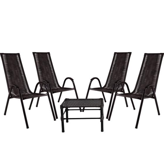 Imagem de Conjunto 4 Cadeiras e Mesa de centro Canadá, para área, edícula, fibra sintética - PANERO