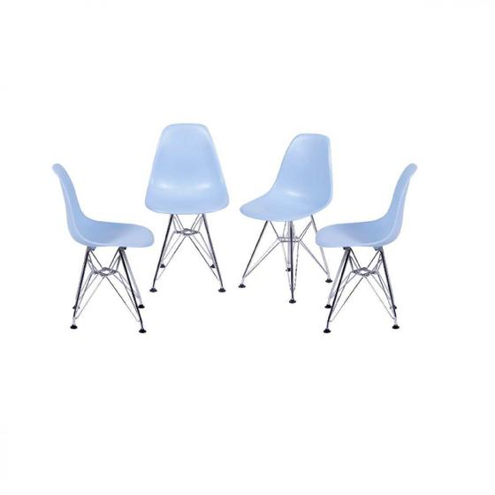 Imagem de Conjunto 4 Cadeiras Eames Dkr Base Cromada Or Design Azul