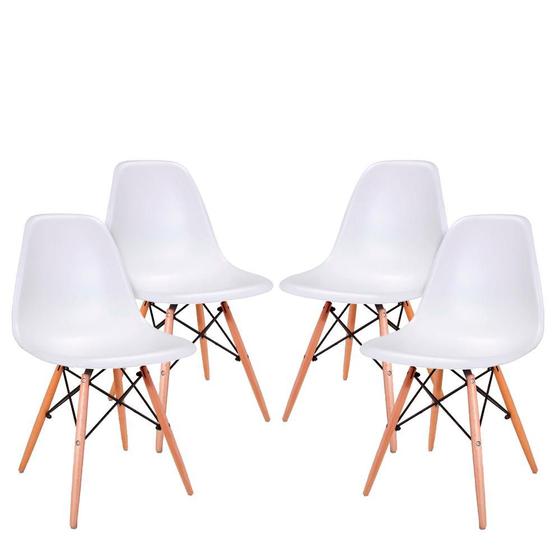 Imagem de Conjunto 4 Cadeiras Eames Eiffel com pés de madeira - Branco