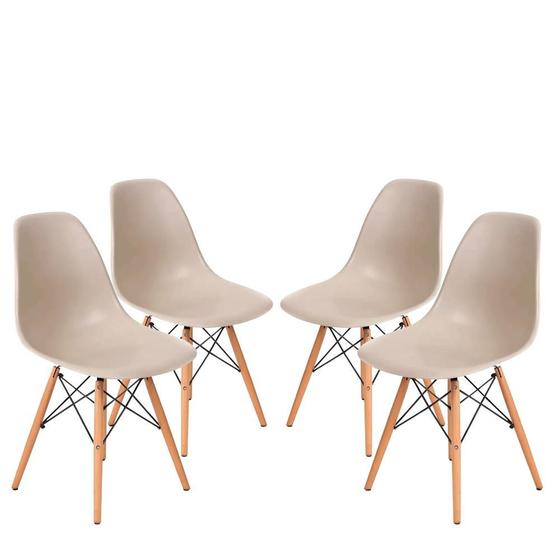Conjunto 4 Cadeiras Eames Eiffel com pés de madeira Nude Menor preço em Conjunto 4 Cadeiras Eames Eiffel com pés de madeira Nude