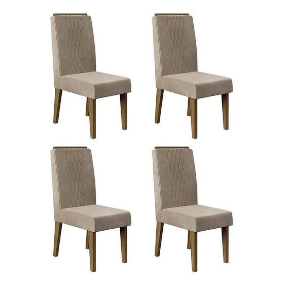 Imagem de Conjunto 4 Cadeiras Elen Carvalho Europeu/Veludo Caqui - PR Móveis