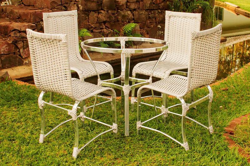 Imagem de Conjunto 4 Cadeiras Haiti e Mesa Alta em Alumínio Para Cozinha, Jardim, Área, Edícula e Piscina