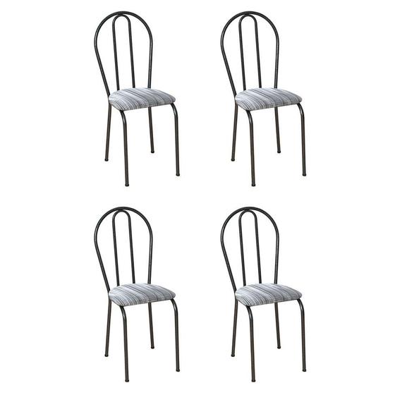Conjunto 4 Cadeiras Hécate Cromo Preto e Linho Menor preço em Conjunto 4 Cadeiras Hécate Cromo Preto e Linho
