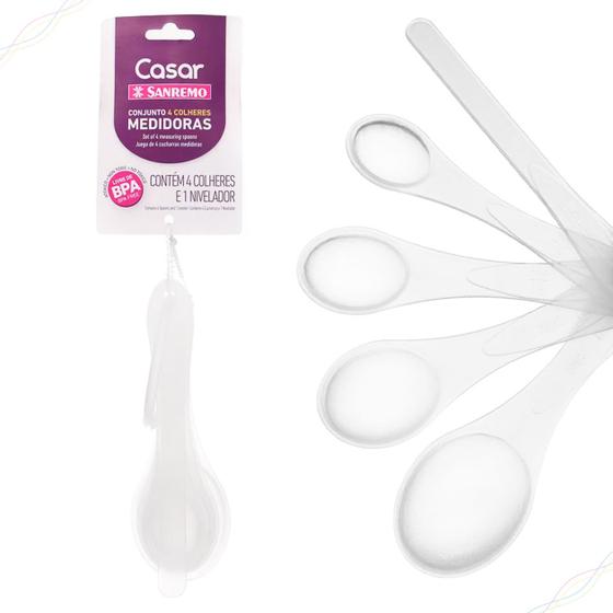 Imagem de Conjunto 4 Colheres Medidoras Medida com Precisão Colher Nivelador