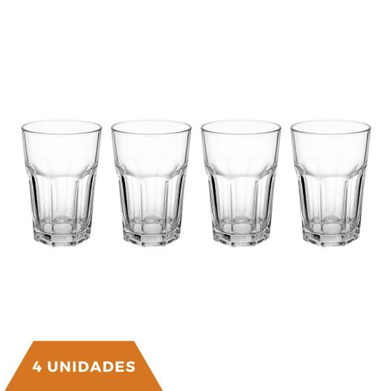 Imagem de Conjunto 4 Copos de Vidro 350ML ideal para Suco e Vitaminas