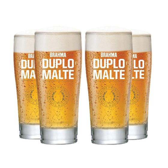 Imagem de Conjunto 4 Copos para Cerveja Brahma Duplo Malte Ambev Original 300 ml