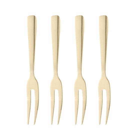 Imagem de Conjunto 4 Garfos Aço Inox p/ Aperitivo Dourado - Wolff