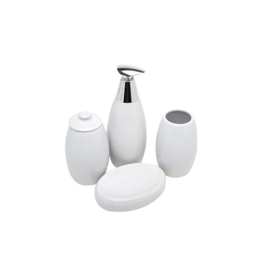 Conjunto 4 peças de ceramica p/banheiro white - Rojemac Menor preço em Conjunto 4 peças de ceramica p/banheiro white - Rojemac