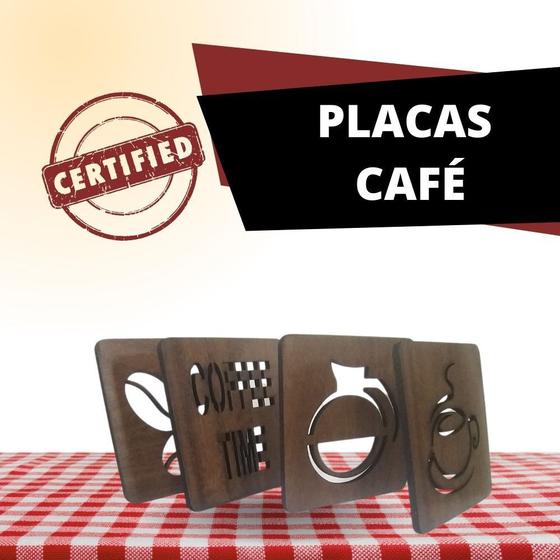 Imagem de Conjunto 4 Placas Decorativa Café Cantinho Madeira Decoração