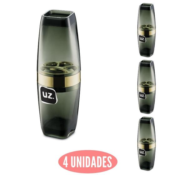 Imagem de Conjunto 4 Porta Escova Slim com Tampa Preto com Dourado UZ