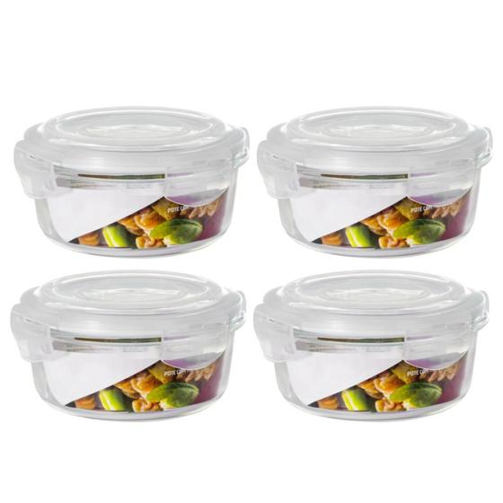 Imagem de Conjunto 4 Potes 950ml Vidro Hermético Mantimentos Marmita