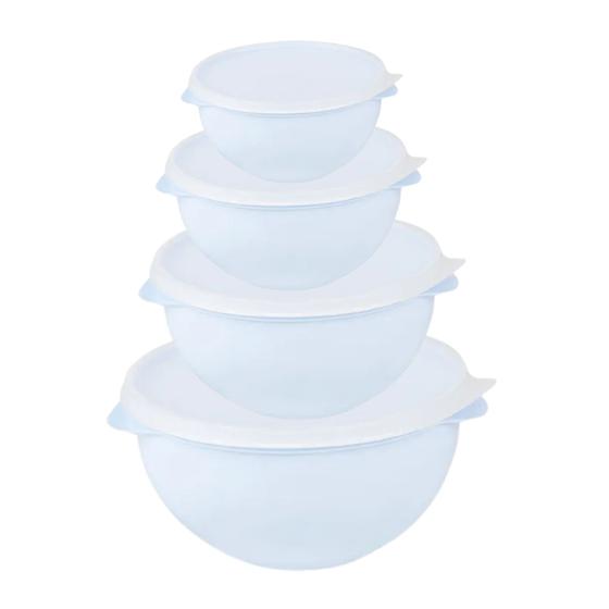 Imagem de Conjunto 4 Potes Biovita Redondo 250ml/500ml/1L/1,9L Design Funcional Prático Resistente