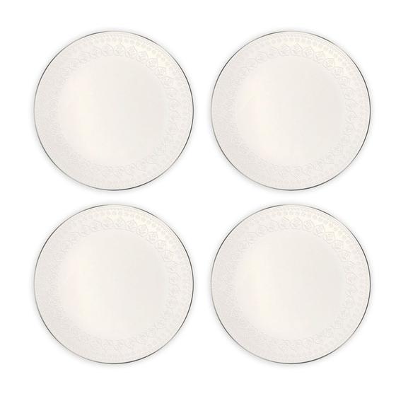 Imagem de Conjunto 4 Pratos Raso Cerâmica 26,2cm Harmony Branco