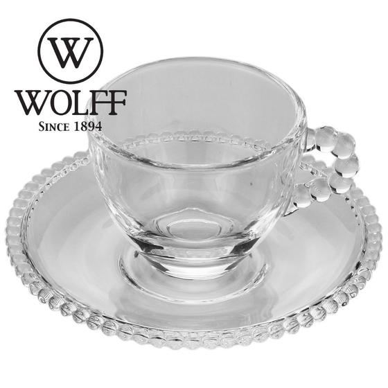 Imagem de Conjunto 4 Xícaras Com Pires Cristal Café 80ml Pearl