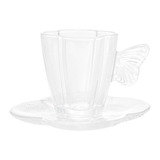 Imagem de Conjunto 4 Xícaras de Café de Vidro com Pires Butterfly 80ml - Wolff