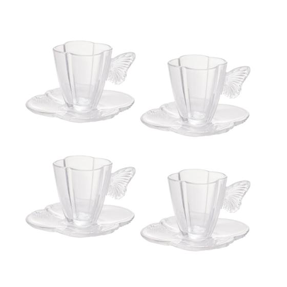 Imagem de Conjunto 4 Xícaras de Chá com Pires Butterfly 180ml 29272 Wolff