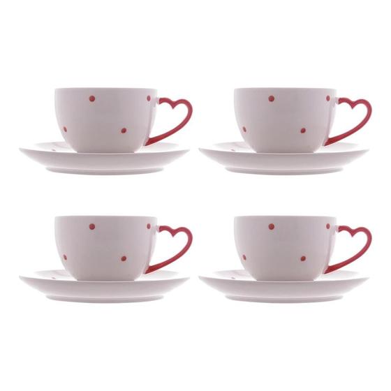 Imagem de Conjunto 4 Xícaras Para Chá Wolff Petit Pois De Porcelana Pires 200ml