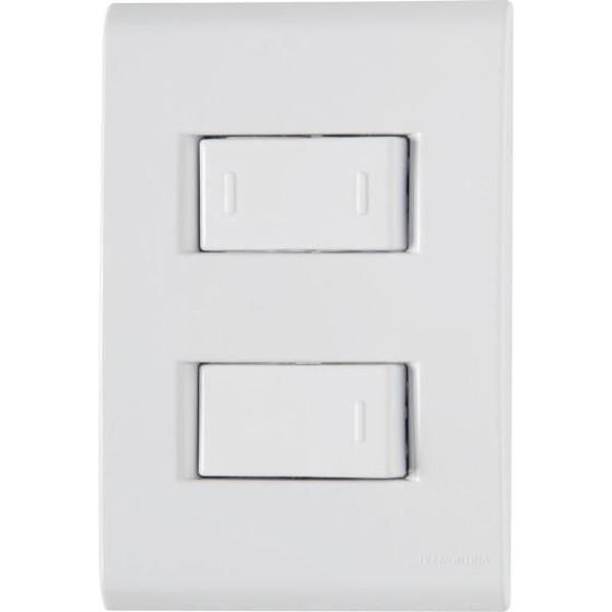 Imagem de Conjunto 4x2 1 Interruptor Simples 10 A 250V e 1 Interruptor Paralelo 10A 250V Tramontina Liz Branco
