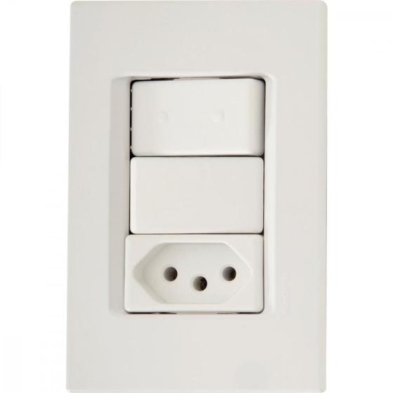 Imagem de Conjunto 4x2 1 Interruptor Simples 10A 250V e 1 Tomada 2P+T 20 A 250 V Tramontina IzyFlat Branco
