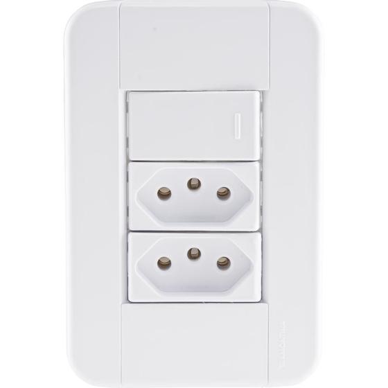 Imagem de Conjunto 4x2 1 Interruptor Simples 10A 250V e 2 Tomadas 2P+T 10 A 250 V Tramontina Tablet Branco