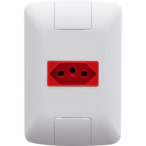 Imagem de Conjunto 4x2 1Tomada 2P+T  Aria 20 A 250 V Branco e Vermelho