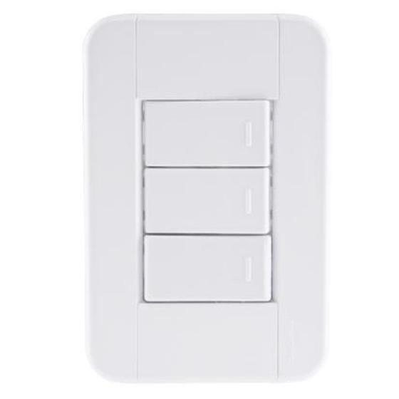 Imagem de Conjunto 4x2 3 Interruptores Simples 10A 250V Branco TABLET