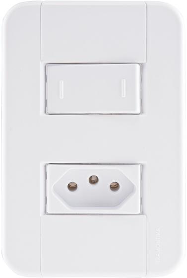 Imagem de Conjunto 4x2 com 1 Interruptor Paralelo 10 A 250 V e 1 Tomada 2P+T 10 A 250 V Tramontina Tablet Bran