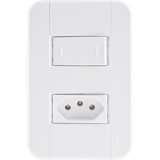 Imagem de Conjunto 4x2 Com 1 Interruptor Paralelo 10 A 250 V E 1 Tomada 2p+t 20 A 250 V Tablet Bran