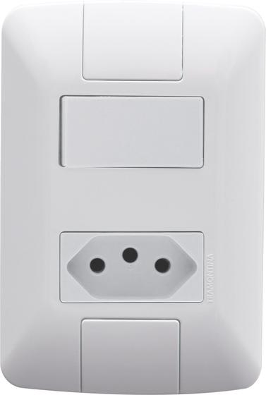 Imagem de Conjunto 4x2 com 1 Interruptor Paralelo 6 A 250 V e 1 Tomada 2P+T 20 A 250 V Tramontina Aria Branco