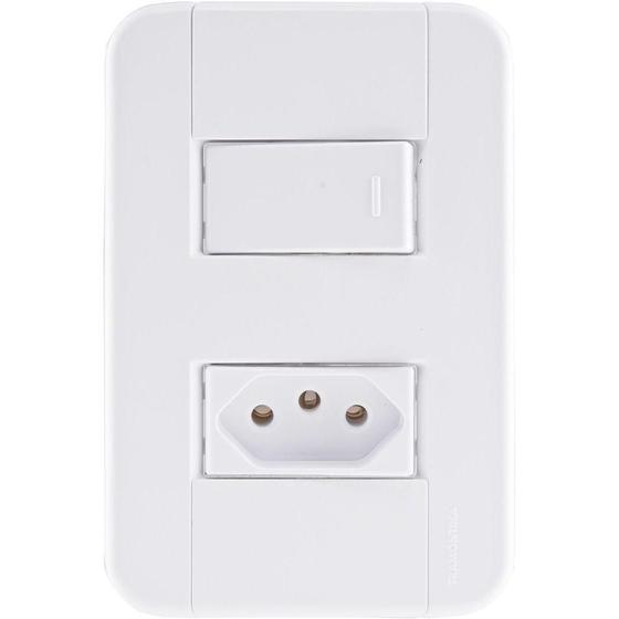 Imagem de Conjunto 4x2 Com 1 Interruptor Simples 10 A 250 V E 1 Tomada 2p+t 10 A 250 V Tablet Branc