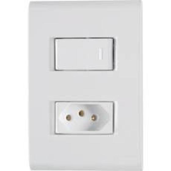 Imagem de Conjunto 4x2 Com 1 Interruptor Simples 10 A 250 V E 1 Tomada 2p+T 10 A 250 V Tramontina Liz Branco