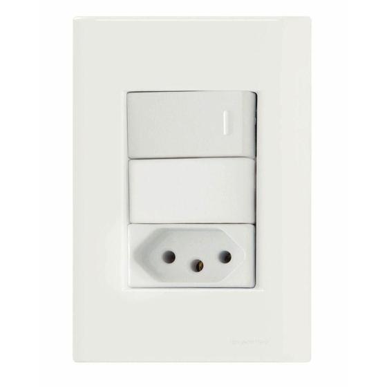 Imagem de Conjunto 4x2 Com 1 Interruptor Simples 10 A 250 V E 1 Tomada 2p+t 20 A 250 V Giz Branco