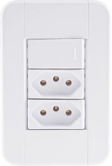Imagem de Conjunto 4x2 com 1 Interruptor Simples 10 A 250 V e 2 Tomadas 2P+T 10 A 250 V Tramontina Tablet Bran