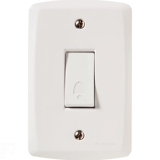 Conjunto 4x2 com 1 Pulsador Campainha 10 A 250 V Tramontina Lux2 Branco Menor preço em Conjunto 4x2 com 1 Pulsador Campainha 10 A 250 V Tramontina Lux2 Branco