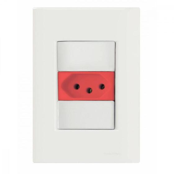Imagem de Conjunto 4x2 com 1 Tomada 2P+T 20 A 250 V Tramontina Giz Vermelho e Branco