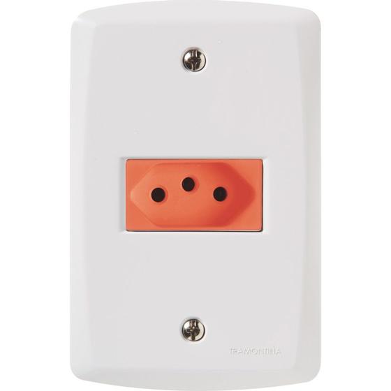 Imagem de Conjunto 4x2 com 1 Tomada 2P+T 20 A 250 V Tramontina Lux2 Vermelho e Branco