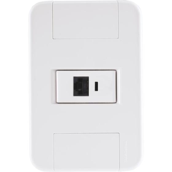 Imagem de Conjunto 4x2 com 1 Tomada RJ45 cat. 6 Tramontina Tablet Branco
