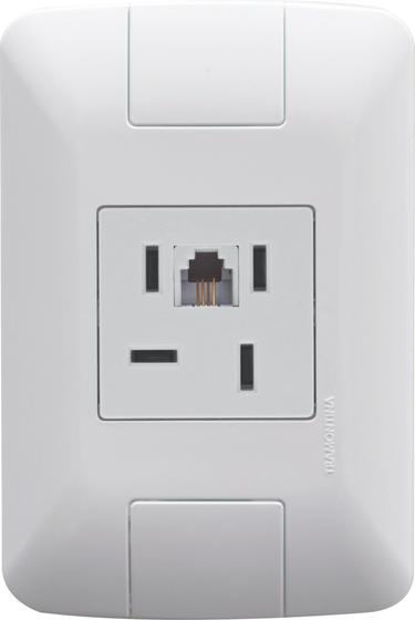 Imagem de Conjunto 4x2 com 1 Tomada Telefone 4P e RJ11 Tramontina Aria Branco
