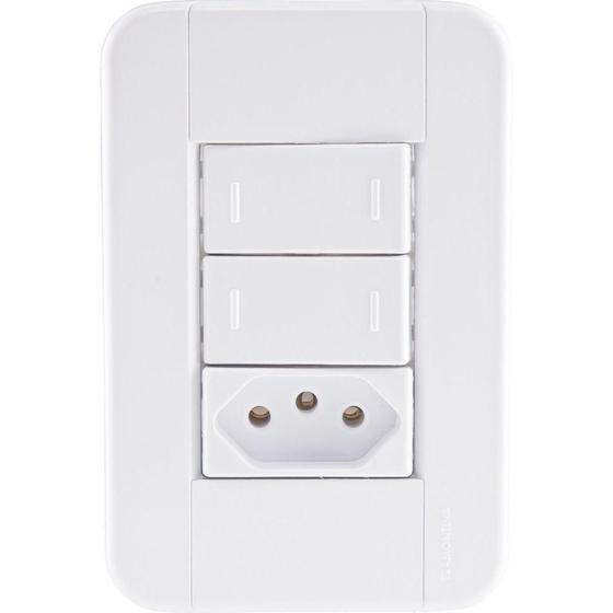 Imagem de Conjunto 4x2 Com 2 Interruptores Paralelos 10 A 250 V E 1 Tomada 2p+t 20 A 250 V Tablet B