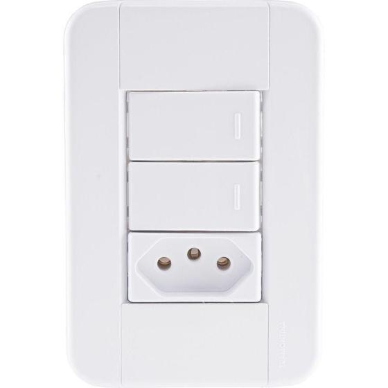 Imagem de Conjunto 4x2 Com 2 Interruptores Simples 10 A 250 V E 1 Tomada 2p+t 10 A 250 V Tablet Bra