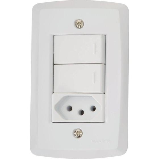 Imagem de Conjunto 4x2 Com 2 Interruptores Simples 10 A 250 V E 1 Tomada 2p+t 20 A 250 V Lux2 Branc