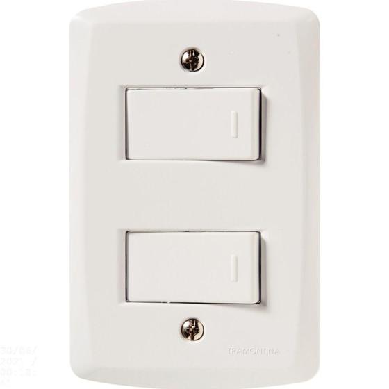 Imagem de Conjunto 4x2 Com 2 Interruptores Simples 10 A 250 V Tramontina Lux2 Branco Tramontina