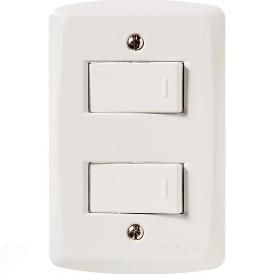 Imagem de Conjunto 4x2 com 2 Interruptores Simples 10 A 250 V Tramontina Lux2 Branco