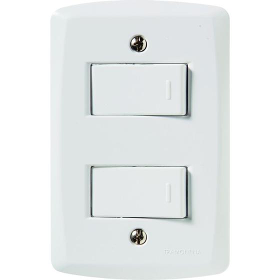 Imagem de Conjunto 4x2 com 2 Interruptores Simples 10 A 250 V Tramontina Lux2 Branco