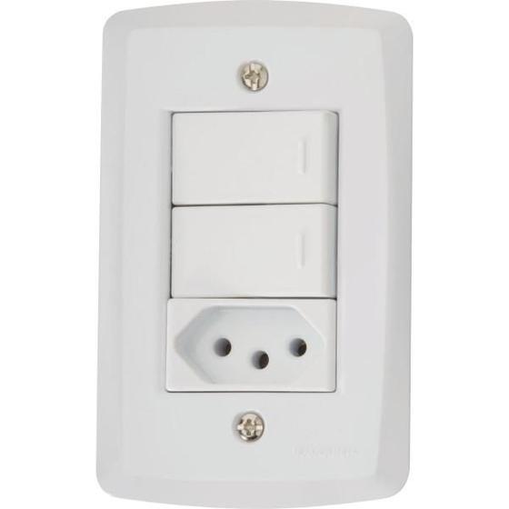 Imagem de Conjunto 4x2 com 2 Interruptores Simples e 1 Tomada Lux2