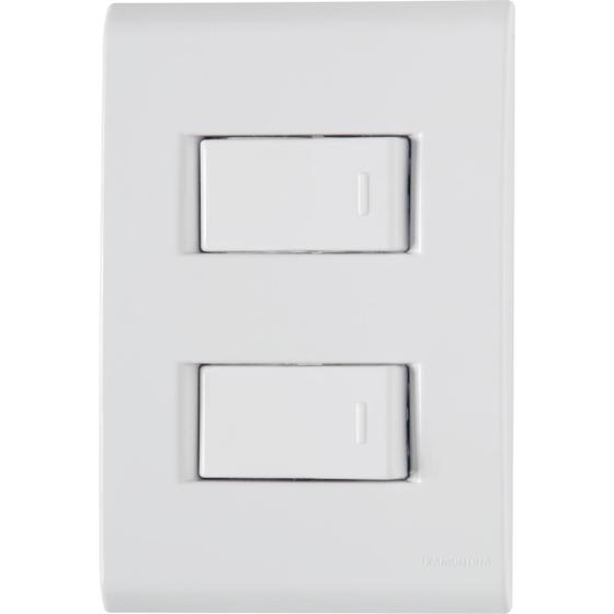Imagem de Conjunto 4x2 com 2 Interruptores Simples Tramontina Liz 10 A 250 V Branco