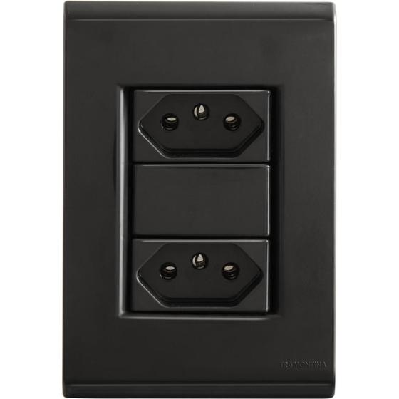 Imagem de Conjunto 4x2 com 2 Tomadas 2P T 10 A 250 V Tramontina Liz Grafite