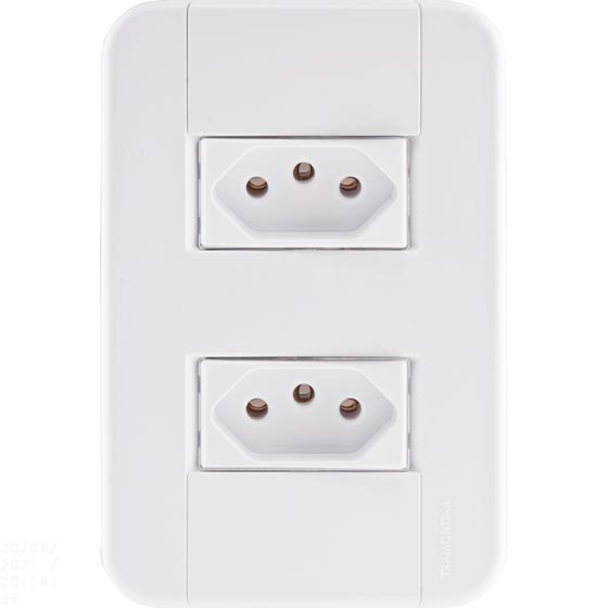 Imagem de Conjunto 4x2 com 2 Tomadas 2P+T 10 A 250 V Tramontina Tablet Branco
